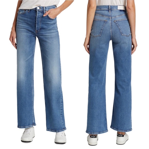NWT ✨RE/DONE✨ '70s Ultra High Rise Wide Leg Jeans in Indigo Storm Sz 26, 29 - Picture 8 of 16
